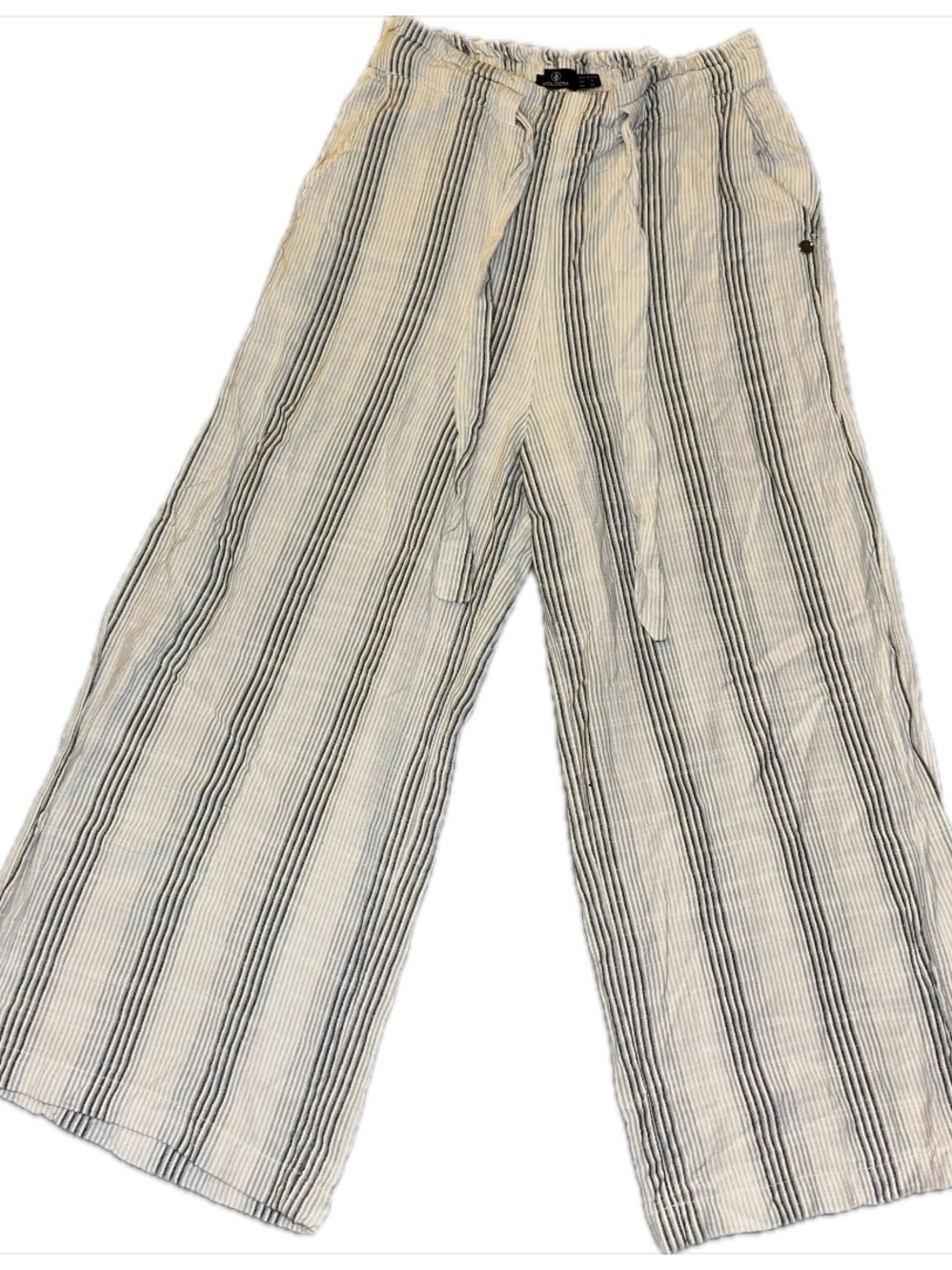 Volcom Women's Wide-Leg Striped Capris - White & Black